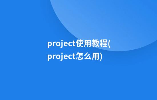 project使用教程(project怎么用)